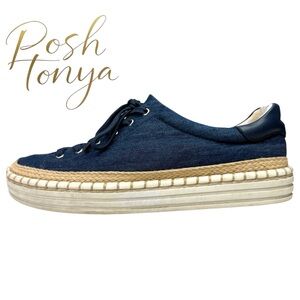 Sam Edelman Kavi Denim Platform Espadrille Sneakers Size 7.5 Coastal Chic Y2K